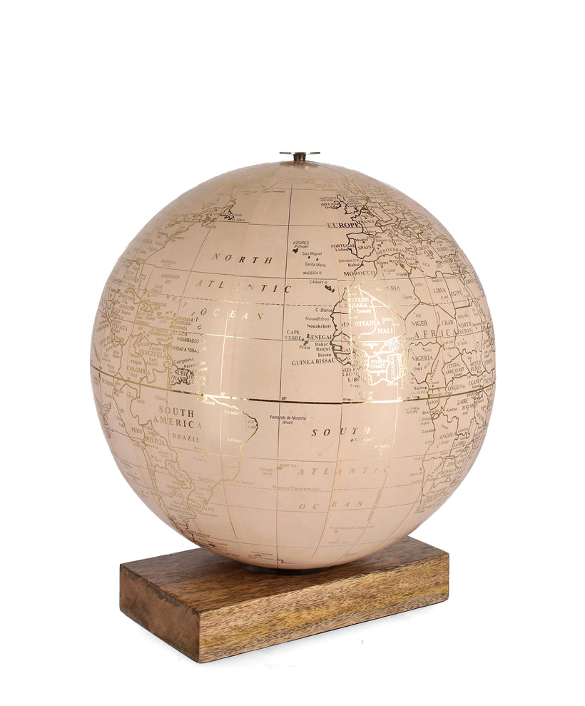 0182999 Bizzotto Διακοσμητική υδρόγειος σφαίρα Globe Adventure - Ξύλινο Ροζ Ø30x35h