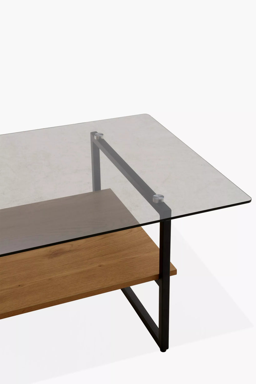 Τραπέζι Καθιστικού 105693 Με Γυάλινη Επιφάνεια και Μεταλλική Βάση 41x42xH60 cm