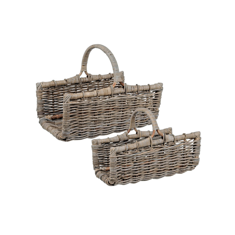 Bizzotto Narran Σετ των 2 Καλάθια Ξύλινα Γκρι 51x28x21/56x38x24 0380380