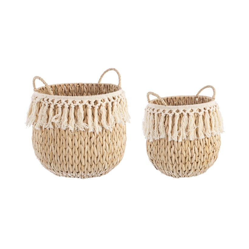Bizzotto Alma Σετ των 2 Καλάθια Μπεζ Ψάθινα 18x18x23 0411055