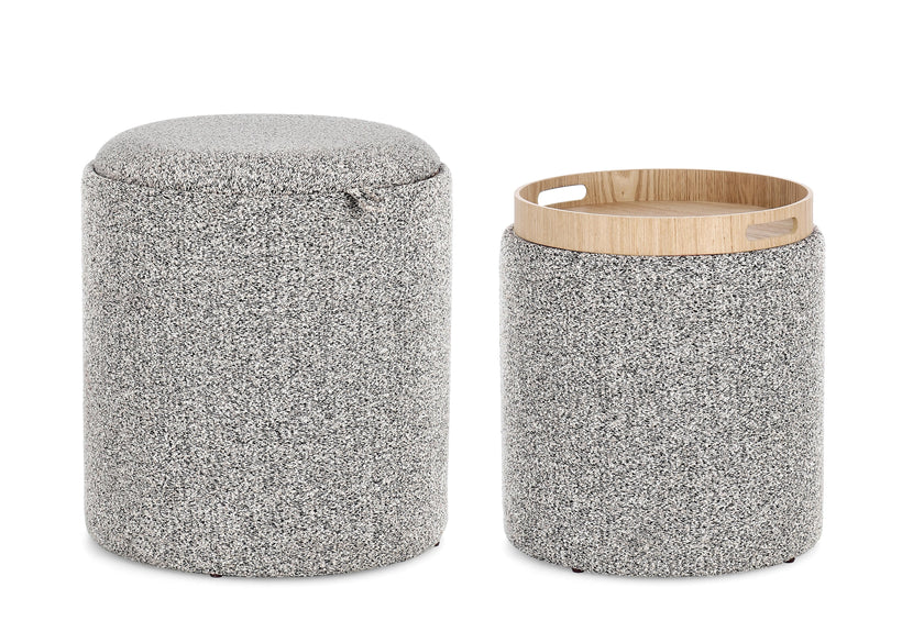 Bizzotto Sasha Σκαμπώ Με Αποθηκευτικό Χώρο Ανοιχτό Γκρι Σετ 2 Τμχ Ø39x44 Κωδικός: 0721691