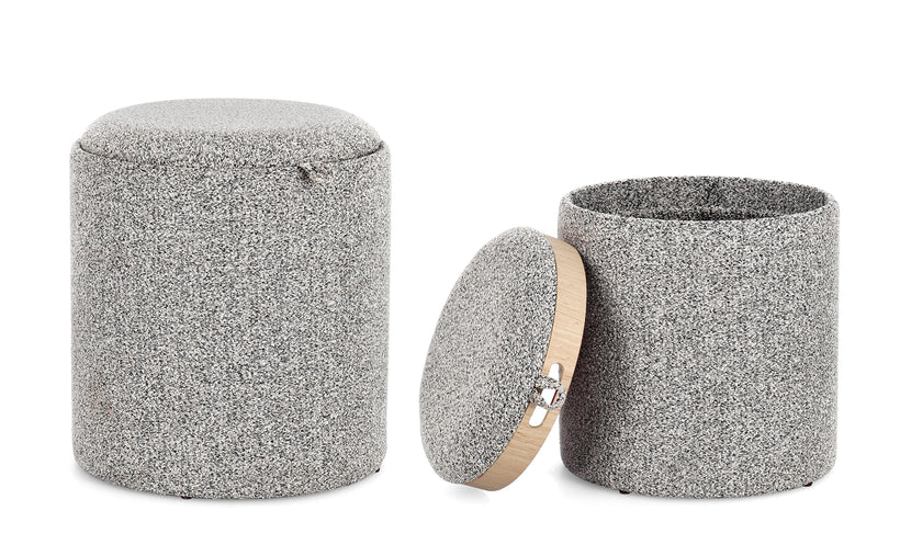 Bizzotto Sasha Σκαμπώ Με Αποθηκευτικό Χώρο Ανοιχτό Γκρι Σετ 2 Τμχ Ø39x44 Κωδικός: 0721691