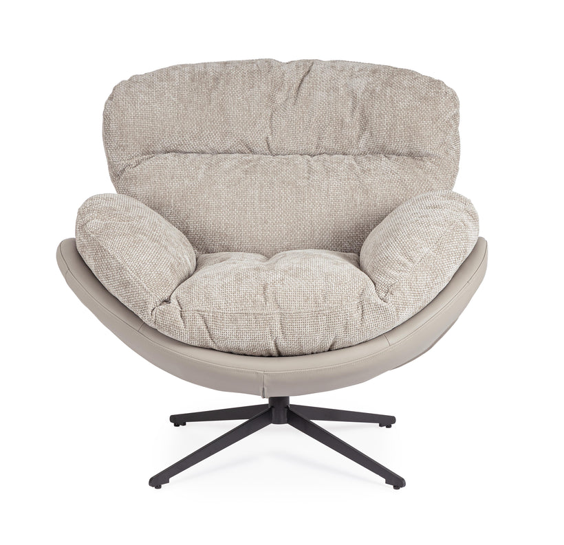 Bizzotto Adinda Πολυθρόνα Περιστρεφόμενη Υφασμάτινη/PU Γκρι 100x101x94 Κωδικός: 0732240