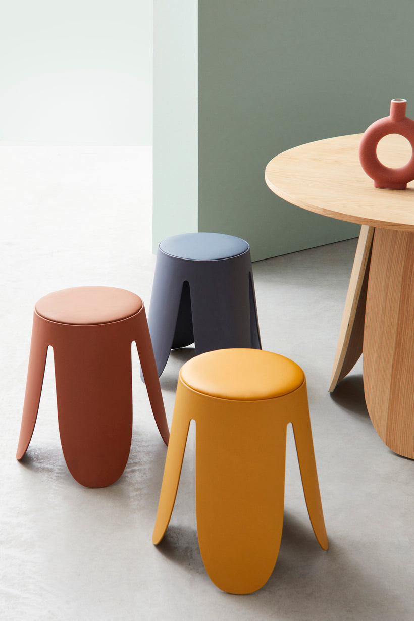 Σκαμπό Σαλονιού από Πολυπροπυλένιο Imogen Terracotta 37x37x47εκ. 0734380