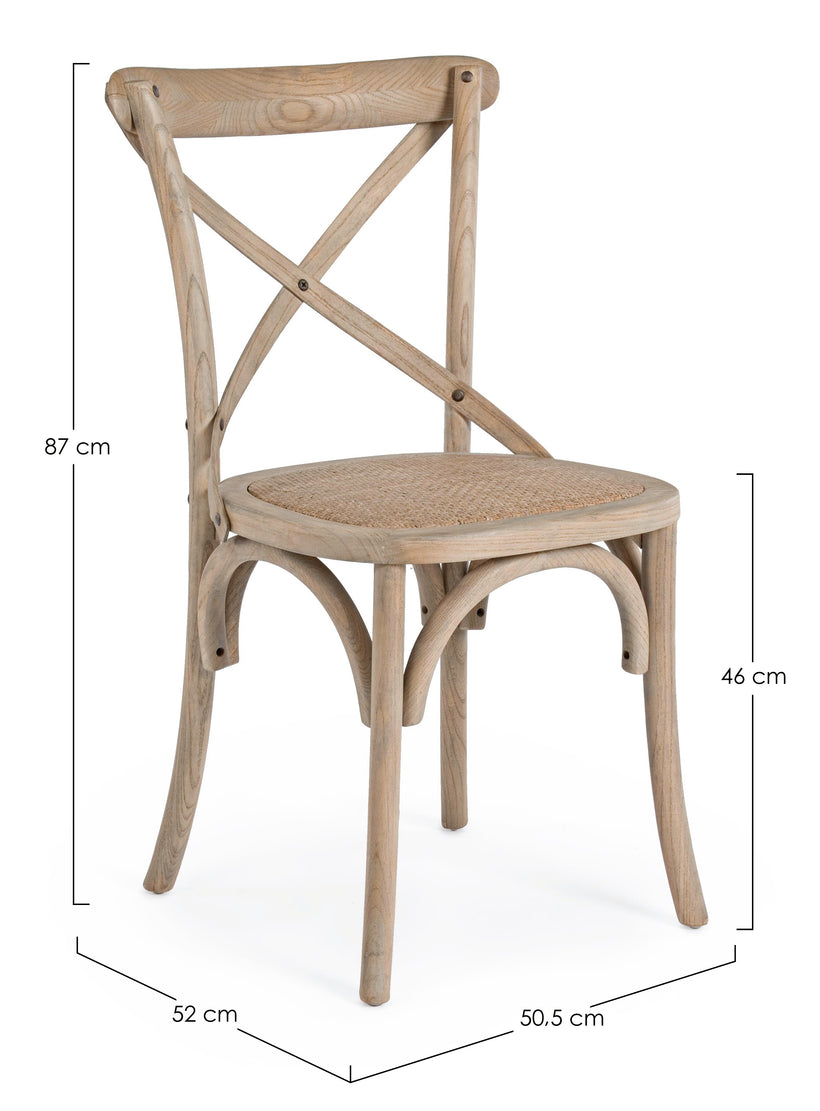 Bizzotto Cross Καρέκλα Ξύλινη/Ρατάν Μπεζ 46x42x87 Κωδικός: 0743221