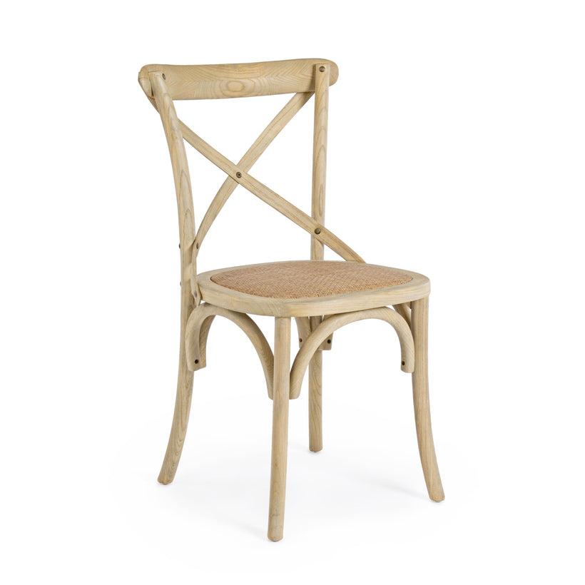 Bizzotto Cross Καρέκλα Ξύλινη/Ρατάν Μπεζ 46x42x87 Κωδικός: 0743221
