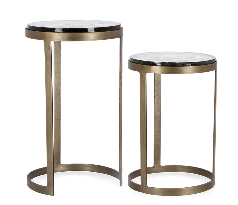 0746984 Bizzotto Zayla Βοηθητικά Τραπέζια Μεταλλικά Μπρονζέ Σετ 2 Τμχ Ø32x52 Εκ.