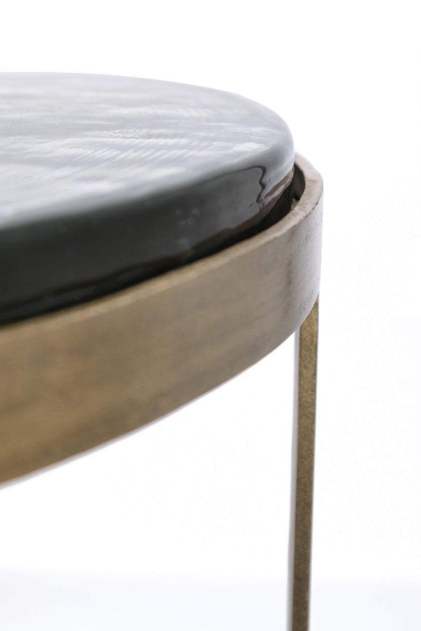 0746988 Bizzotto Zayla Βοηθητικά Τραπέζια Μεταλλικά Χρυσά Σετ 2 Τμχ Ø54x42