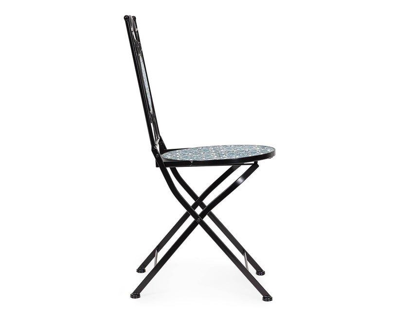 Καρέκλα Εξωτερικού Χώρου Μεταλλική Samos 0805755 Μαύρη/πετρόλ 38x46x92εκ.