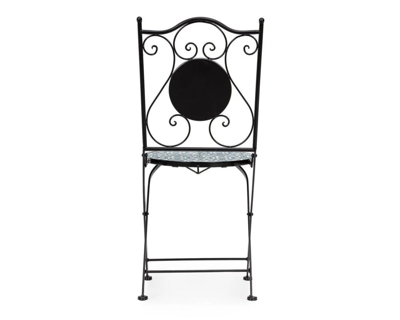 Καρέκλα Εξωτερικού Χώρου Μεταλλική Samos 0805755 Μαύρη/πετρόλ 38x46x92εκ.