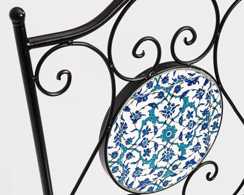 Καρέκλα Εξωτερικού Χώρου Μεταλλική Samos 0805755 Μαύρη/πετρόλ 38x46x92εκ.