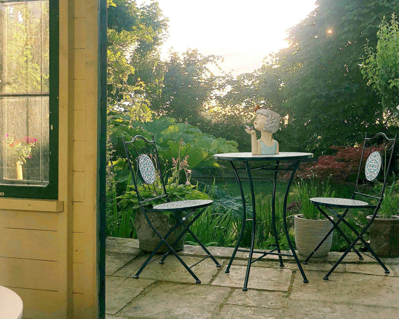 Καρέκλα Εξωτερικού Χώρου Μεταλλική Samos 0805755 Μαύρη/πετρόλ 38x46x92εκ.