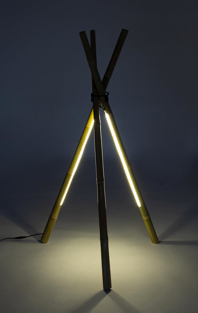 Bizzotto Bamboo Led Tripod Μοντέρνο LED Φωτιστικό Δαπέδου Υ109xΜ51εκ. σε Καφέ Χρώμα Κωδικός: 0826430