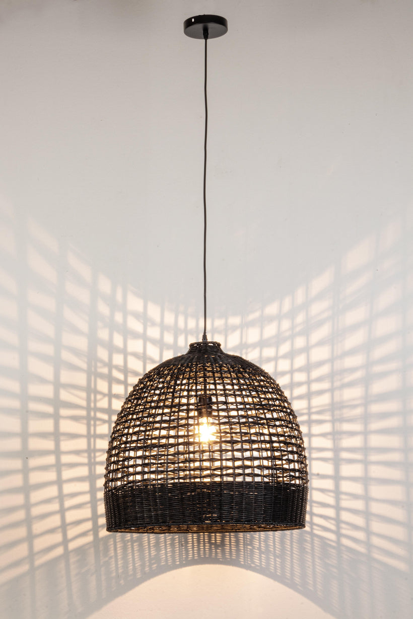 Bizzotto Siwa Φωτιστικό Οροφής Ρατάν Μαύρο Ø53x48,5 Κωδικός: 0828017