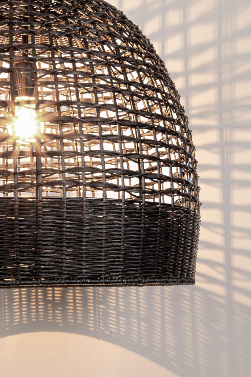 Bizzotto Siwa Φωτιστικό Οροφής Ρατάν Μαύρο Ø53x48,5 Κωδικός: 0828017