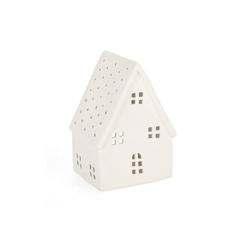 Bizzotto Χριστουγεννιάτικο Κηροπήγιο Σπίτι Janis Λευκό Πορσελάνινο 13,5x11,3x18,3h 0971022