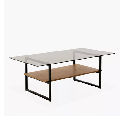 Τραπέζι Καθιστικού 105693 Με Γυάλινη Επιφάνεια και Μεταλλική Βάση 41x42xH60 cm