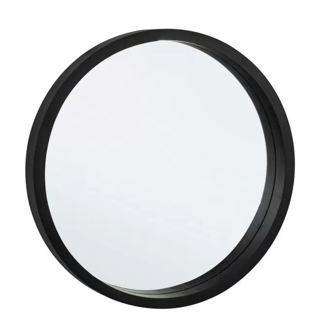 Καθρέφτης Τοίχου Tiziano Στρογγυλός Μασίφ Ξύλο Μαύρος 52x52 εκ. 0242761