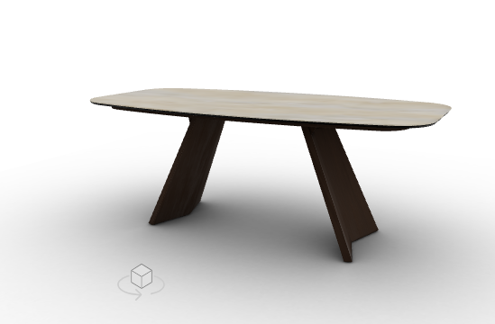 Calligaris Τραπέζι Icaro 200x100x76 Με Βάση Dark Oak Και Επιφάνεια Golden Onyx Marble