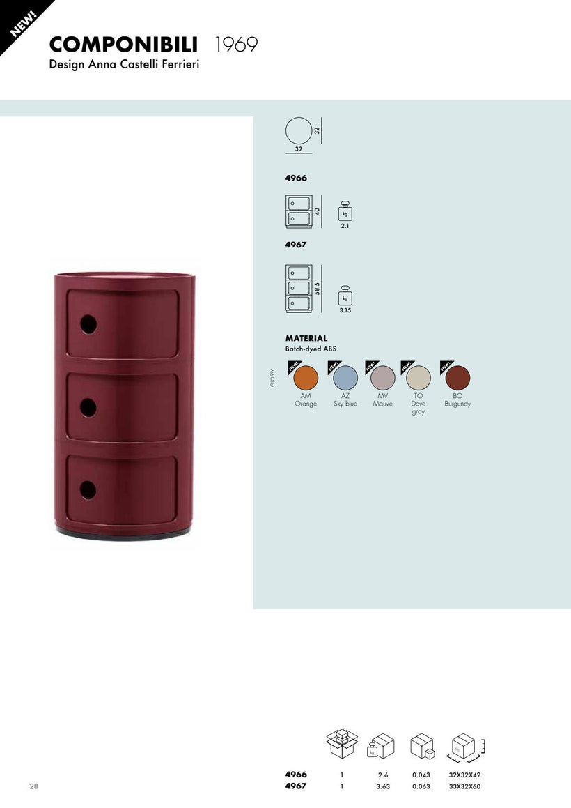 Kartell Componibili 3 Συρτάρια 4967 New colors 32x58.5