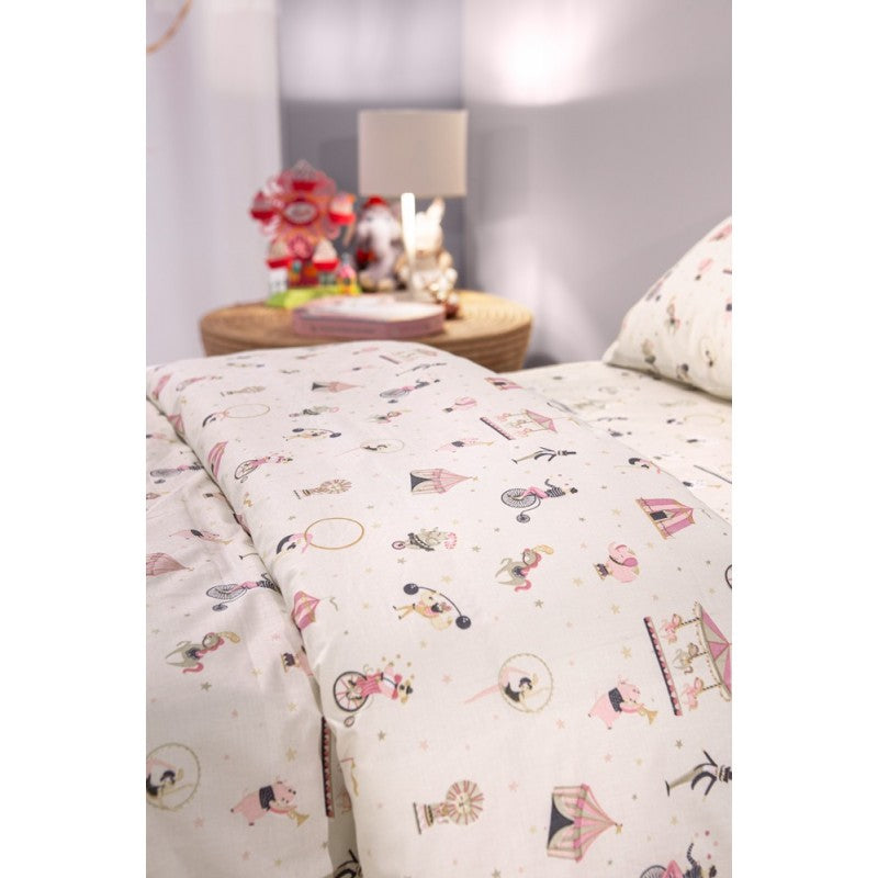 Σετ Παιδικά Σεντόνια Μονά με Λάστιχο 3 Τεμαχίων Saint Clair Enjoy Pinky 100x200+28