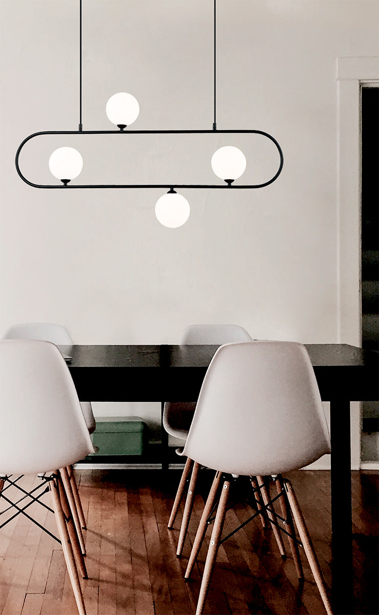 Viokef Μοντέρνο Κρεμαστό Φωτιστικό Πολύφωτο Ράγα για 4 Λαμπτήρες G9 σε Μαύρο Χρώμα 4229800