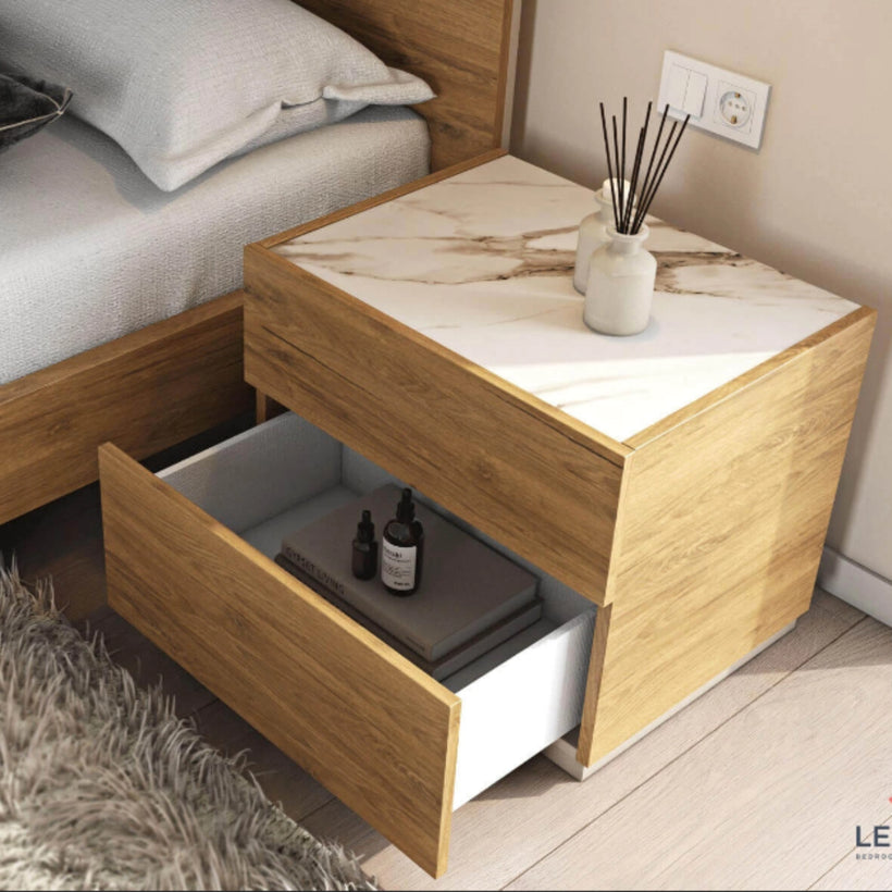 Κομοδίνο Tempo Από Τεχνητό Καπλαμά σε Χρώμα OAK Μ28  60x44x47 009932