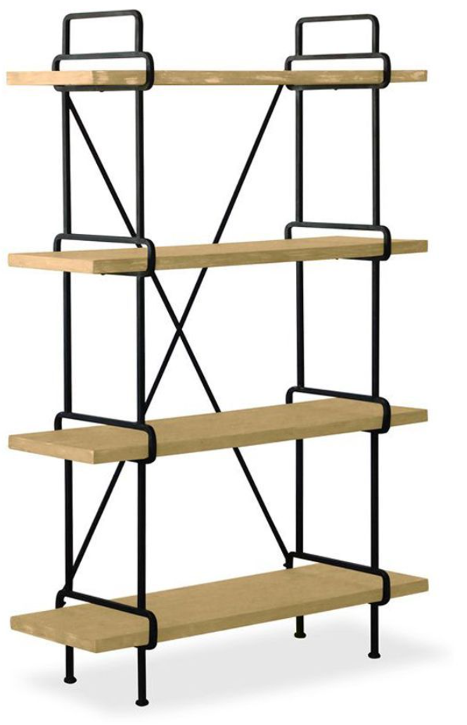 STAPLES ΒΙΒΛΙΟΘΗΚΗ 4ΡΑΦΙΑ WHITE WASHED ΜΑΥΡΟ 110x40x170.5  24-0421