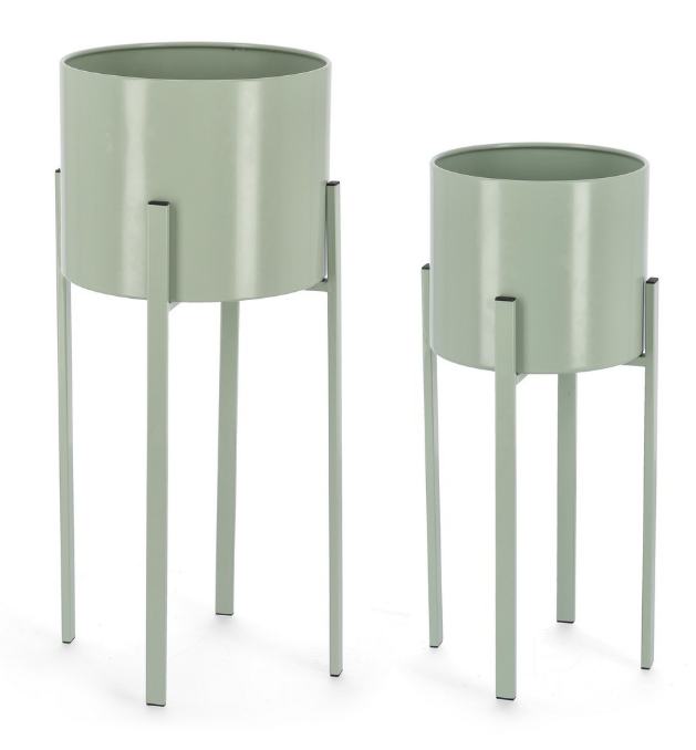 SET2 ESTER SAGE GREEN ROUND FLOWER POT  0741486