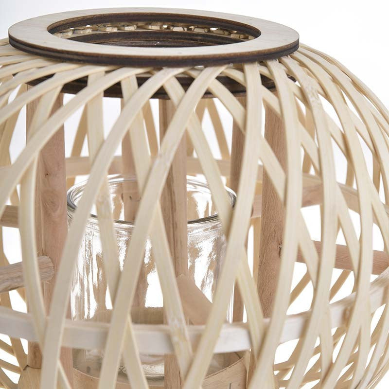 INART ΦΑΝΑΡΙ ΞΥΛΙΝΟ NATURAL Φ30Χ37 Φυσικό μπεζ Γυαλί 3-70-823-0270