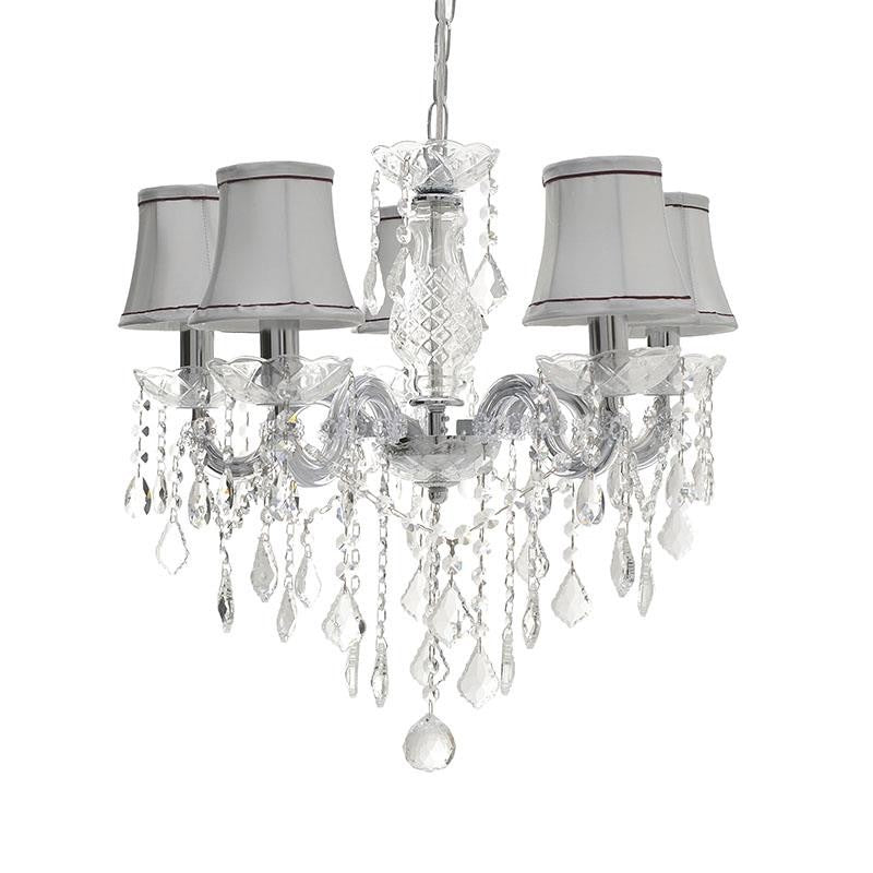 Inart Πολυέλαιος 5xE14 Ø47cm με Καπέλα Διάφανος 3-10-917-0046