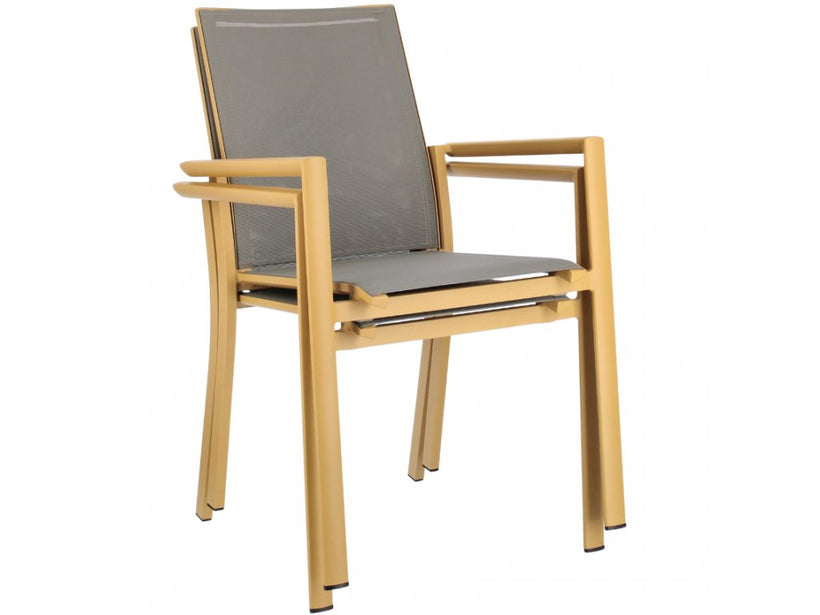 Bizzotto Καρέκλα κήπου σε γκρι-κίτρινο ύφασμα Αλουμινίου Konnor 88x45x60 0663300