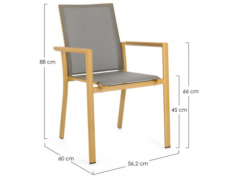 Bizzotto Καρέκλα κήπου σε γκρι-κίτρινο ύφασμα Αλουμινίου Konnor 88x45x60 0663300