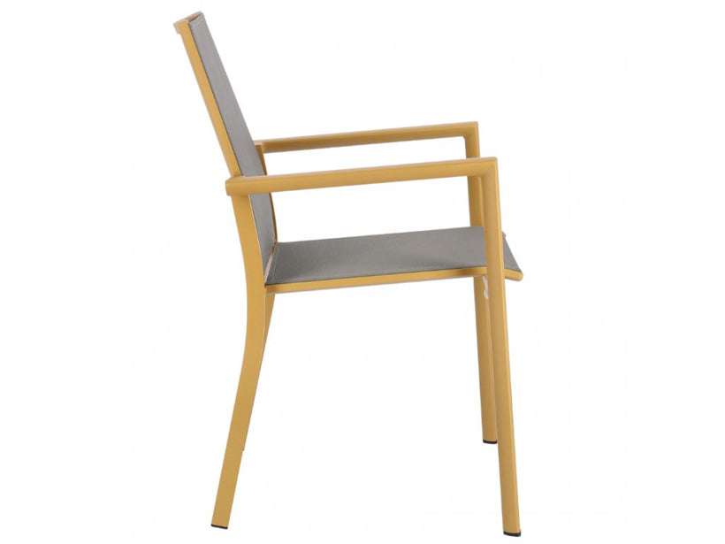 Bizzotto Καρέκλα κήπου σε γκρι-κίτρινο ύφασμα Αλουμινίου Konnor 88x45x60 0663300