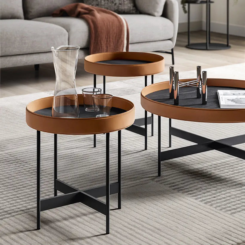 Calligaris ARENA Βοηθητικό Τραπέζι 42X42X45 Mαύρο/Cognac