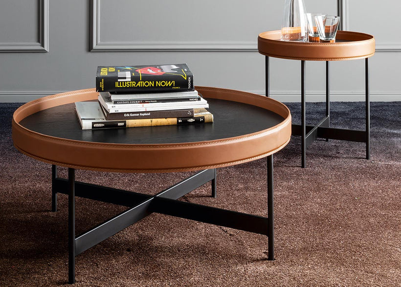 Calligaris ARENA Βοηθητικό Τραπέζι 42X42X45 Mαύρο/Cognac