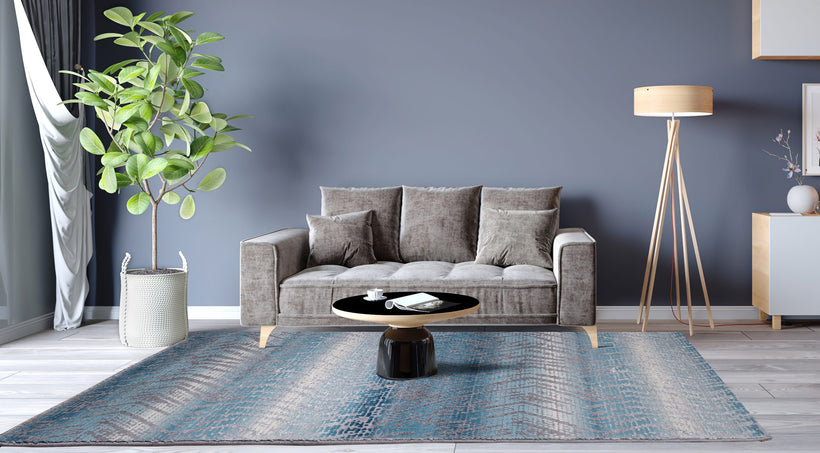 Χαλί μοντέρνο ψηφιδωτό γκρι γαλάζιο Thema 4660/933