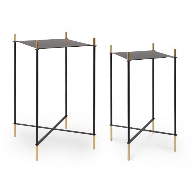 BIZZOTTO ANISHA ΒΟΗΘΗΤΙΚΟ ΤΡΑΠΕΖΙ ΜΕΤΑΛΛΙΚΟ ΑΝΘΡΑΚΙ ΣΕΤ 2 ΤΜΧ 39X39X71