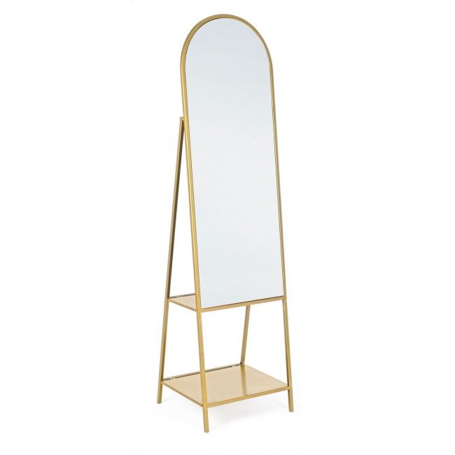 Bizzotto Arin Καθρέπτης Δαπέδου Με Ράφια Μεταλλικός Χρυσός 46x41x172
