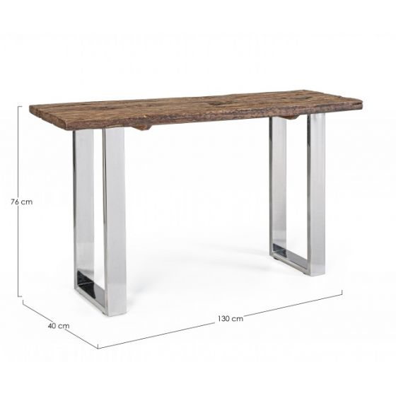 Bizzotto Winchester Κονσόλα Inox/Ξύλινη Καφέ/Χρώμιο 130x40x76 Κωδικός: 0746599