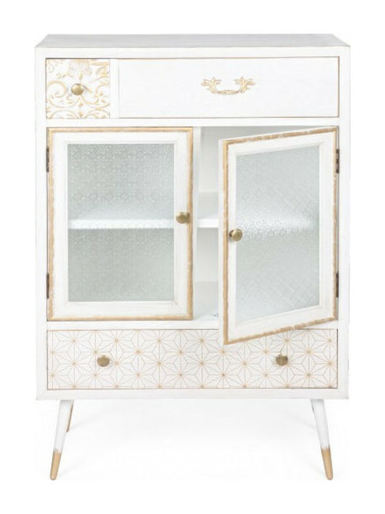 Bizzotto Μπουφές MARIGOLD με 2 πόρτες και 3 συρτάρια Ξύλινος Λευκό/Χρυσό 73x35x110 εκ.0745775