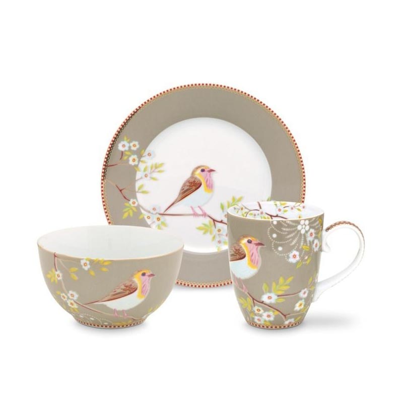 PIP Σετ Πρωινού Πορσελάνινο ‘Early Bird’ Χακί
