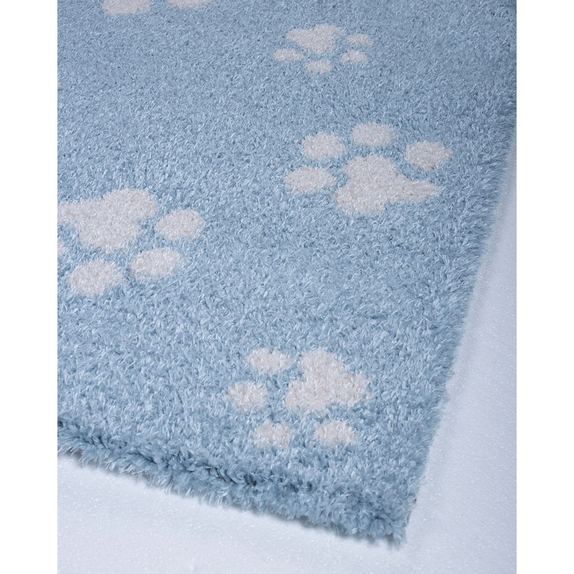Shaggy παιδικό χαλί Cocoon 8392/30 γαλάζιο με πατουσάκια