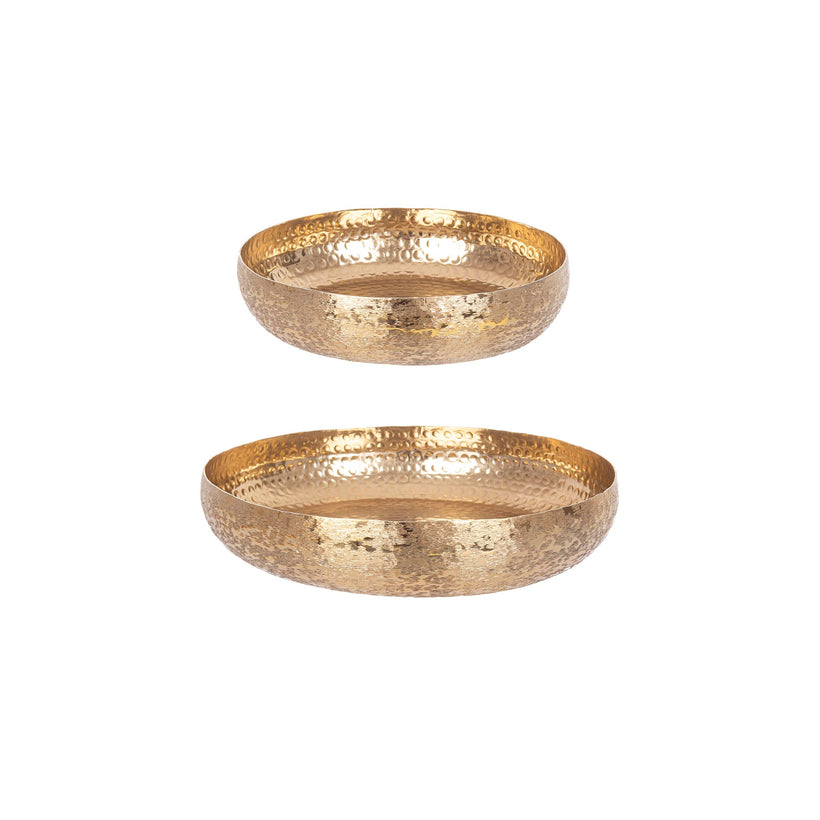 Bizzotto Varanasi Σετ 2 Δίσκος Μεταλλικό Χρυσό Ø30.5x7h / Ø38x8h 0182972