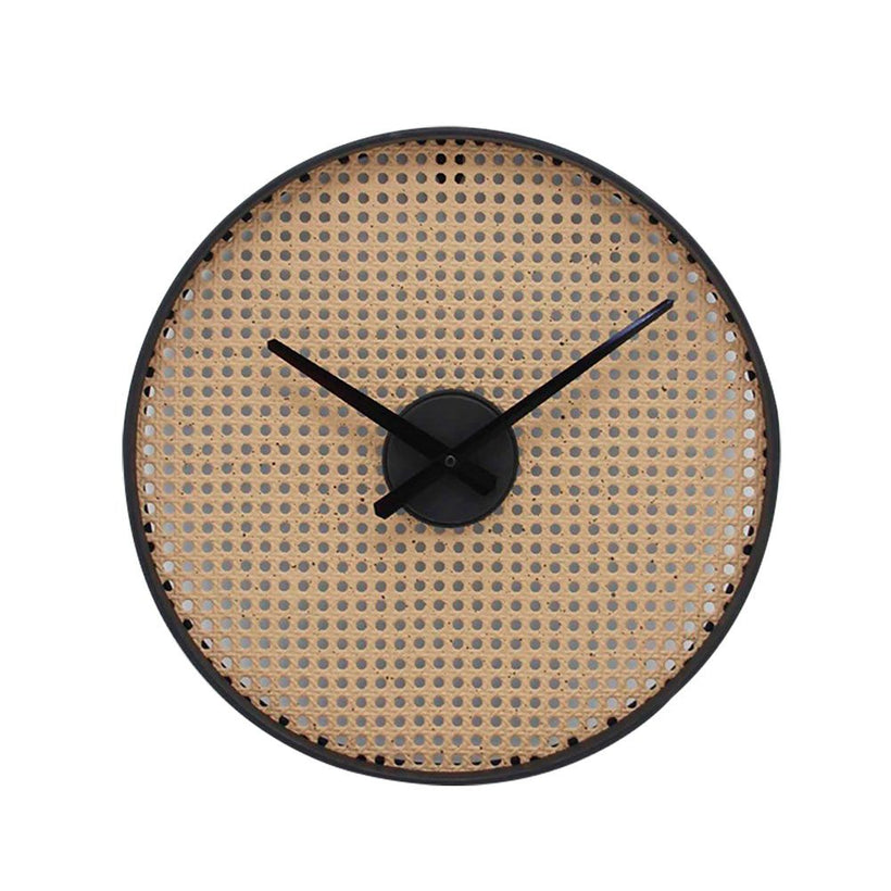 Canne Ρολόι Τοίχου Μεταλλικό Μαύρο-Φυσικό 41x41x4.5cm 019109