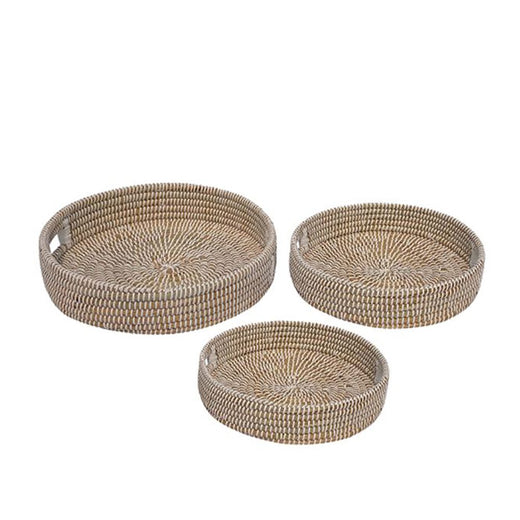 NILE ΔΙΣΚΟΣ ΣΕΤ 3ΤΜΧ KANSGRASS PVC ΦΥΣΙΚΟ ΛΕΥΚΟ D43/38/33xH10/8/5cm 027410