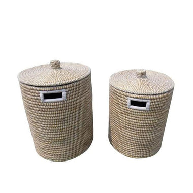 NILE ΚΑΛΑΘΙ ΜΕ ΚΑΠΑΚΙ SET 2ΤΜΧ KANSGRASS PVC ΦΥΣΙΚΟ ΛΕΥΚΟ D45/40xH50/45cm 027418