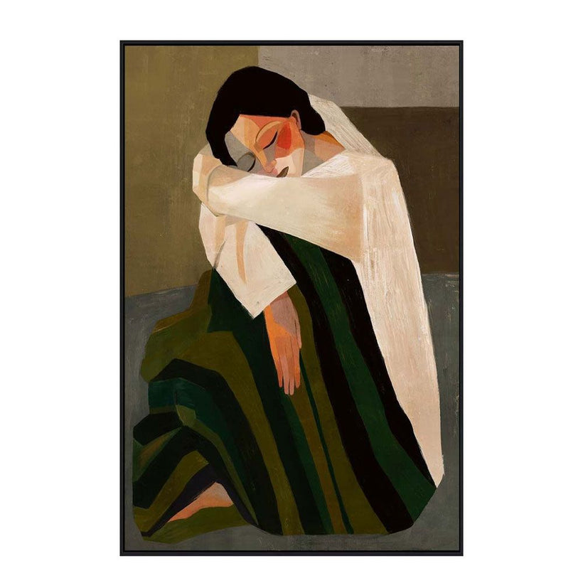 SILENT REFLECTION ΠΙΝΑΚΑΣ ΔΙΑΚΟΣΜΗΤΙΚΟΣ ΜΕ ΚΟΡΝΙΖΑ 80x120x4cm ΚΑΜΒΑΣ ΚΑΦΕ ΜΠΕΖ PP ΠΡΑΣΙΝΟ 033078