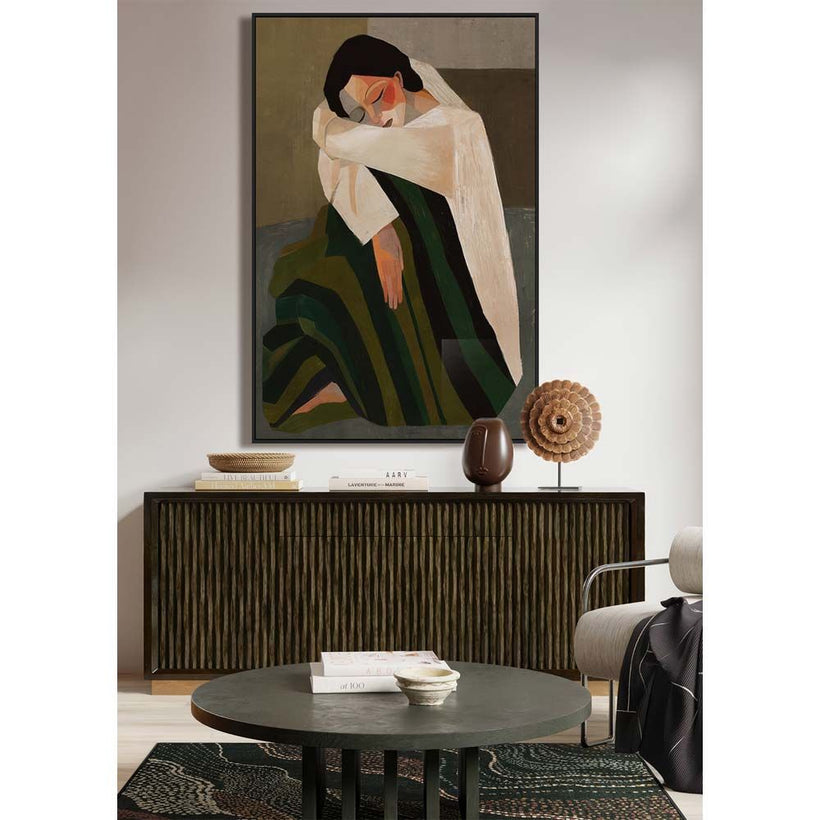 SILENT REFLECTION ΠΙΝΑΚΑΣ ΔΙΑΚΟΣΜΗΤΙΚΟΣ ΜΕ ΚΟΡΝΙΖΑ 80x120x4cm ΚΑΜΒΑΣ ΚΑΦΕ ΜΠΕΖ PP ΠΡΑΣΙΝΟ 033078