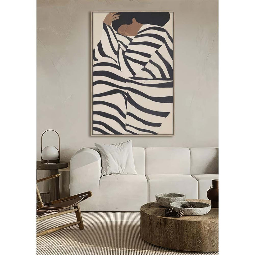 QUIET GRACE ΠΙΝΑΚΑΣ ΔΙΑΚΟΣΜΗΤΙΚΟΣ ΜΕ ΚΟΡΝΙΖΑ 80x120x4cm ΚΑΜΒΑΣ ΜΠΕΖ ΜΑΥΡΟ PP 033081